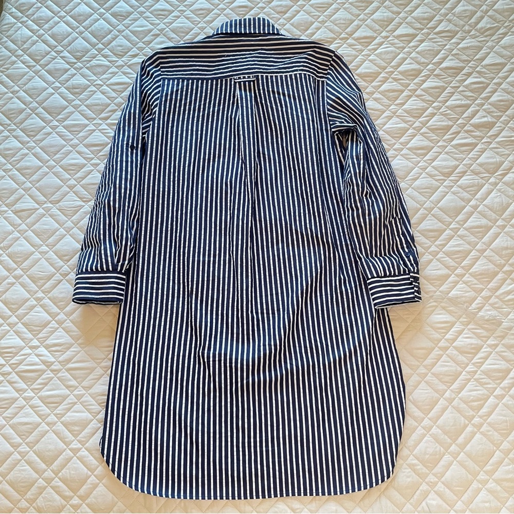 FINLEY Navy and White Bailey Striped Shirt Dress Medium - Picture 12 of 12